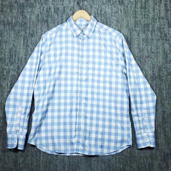 Twillory Shirt Mens XL Blue Plaid Untuckable Button Up Long Sleeve Tailored - Picture 2 of 16